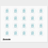 Zweeds Dala Horse Blauwgroen en White Ronde Sticker (Vel)