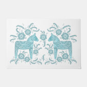 Zweeds Dala Horse Blauwgroen Green en White Doorma Deurmat (Voorkant)