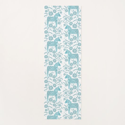 Zweeds Dala Horse Blauwgroen Green Folk Art Yoga M Yogamat (Voorkant)