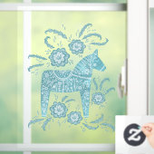 Zweeds Dala Horse Blauwgroen Green Window Cling Raamsticker (Huis)