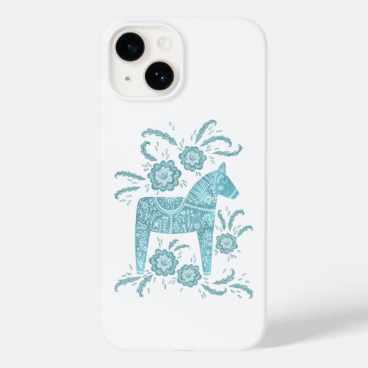 Zweeds Dala Horse Blauwgroen Groen Case-Mate iPhone Case (Achterkant)