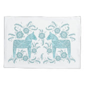 Zweeds Dala Horse Blauwgroen groen en wit Kussensloop (Achterkant-Links)