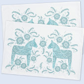 Zweeds Dala Horse Blauwgroen groen en wit Kussensloop