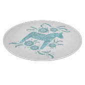 Zweeds Dala Horse Blauwgroen groen en wit Snijplank (Hoek)