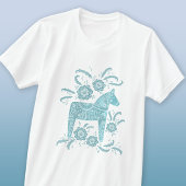 Zweeds Dala Horse Blauwgroen Groen T-shirt