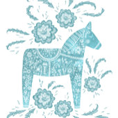 Zweeds Dala Horse Blauwgroen Groen T-shirt