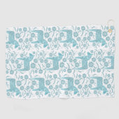 Zweeds Dala Horse Blauwgroen Groene Folk Art Golf Golfhanddoek (Horizontaal)