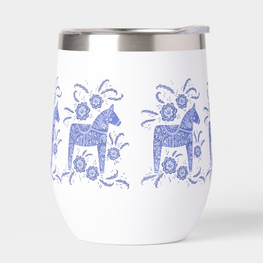 Zweeds Dala Horse Blue en White (Links)