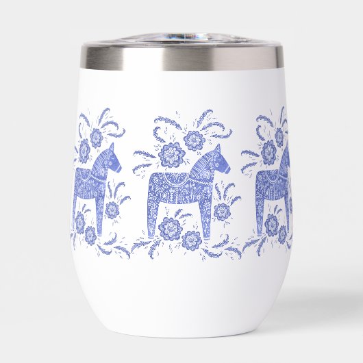 Zweeds Dala Horse Blue en White (Voorkant)