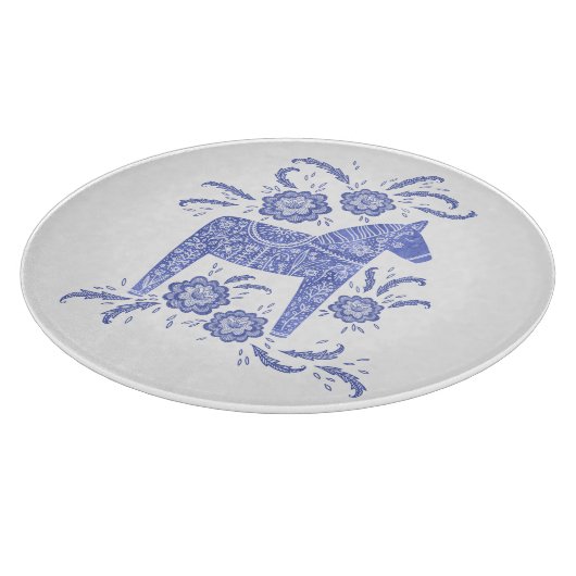 Zweeds Dala Horse Blue en White Cutting Board Snijplank (Hoek)