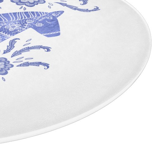 Zweeds Dala Horse Blue en White Cutting Board Snijplank (Hoek)