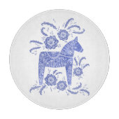Zweeds Dala Horse Blue en White Cutting Board Snijplank (Voorkant)