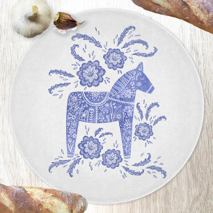 Zweeds Dala Horse Blue en White Cutting Board Snijplank