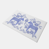 Zweeds Dala Horse Blue en White Doormat Deurmat (Schuin)