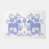 Zweeds Dala Horse Blue en White Doormat Deurmat (Voorkant)
