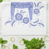 Zweeds Dala Horse Blue en White Kitchen Towel Theedoek (Gevouwen)