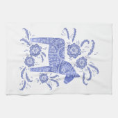 Zweeds Dala Horse Blue en White Kitchen Towel Theedoek (Horizontaal)