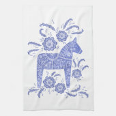 Zweeds Dala Horse Blue en White Kitchen Towel Theedoek (Verticaal)