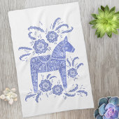 Zweeds Dala Horse Blue en White Kitchen Towel Theedoek