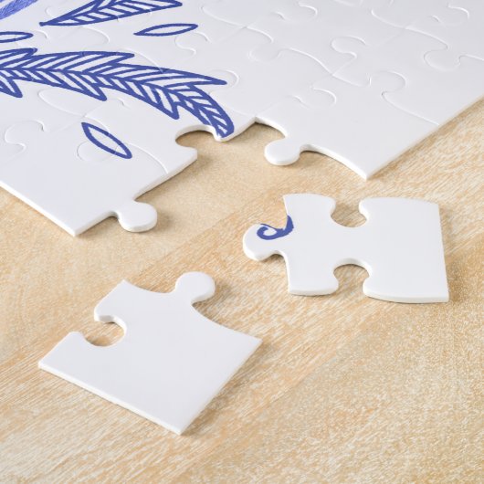 Zweeds Dala Horse Blue en White Legpuzzel (Zijkant)