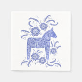 Zweeds Dala Horse Blue en White Servet (Voorkant)