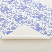 Zweeds Dala Horse Blue en White Sherpa Blanket Deken (3/4)