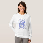 Zweeds Dala Horse Blue en White T-Shirt (Voorkant volledig)