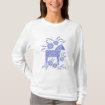 Zweeds Dala Horse Blue en White T-Shirt<br><div class="desc">Een traditionele Zweedse Dala Horse-illustratie in indigo blauw. Ideaal voor Vikingen.</div>