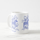 Zweeds Dala Horse Blue op maat Koffiemok (Voorkant links)