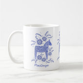 Zweeds Dala Horse Blue op maat Koffiemok (Links)