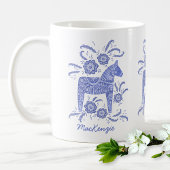 Zweeds Dala Horse Blue op maat Koffiemok