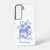 Zweeds Dala Horse Blue Samsung Galaxy Hoesje (Achterkant)