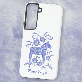 Zweeds Dala Horse Blue Samsung Galaxy Hoesje