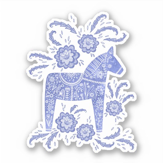Zweeds Dala Horse Blue Sticker (Voorkant)