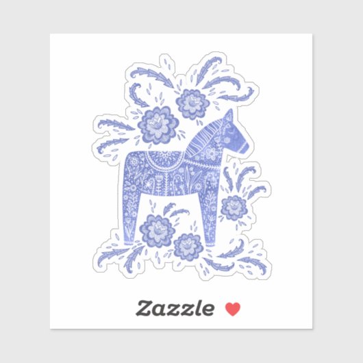 Zweeds Dala Horse Blue Sticker (Vel)