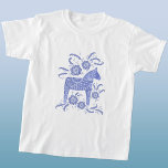Zweeds Dala Horse Blue Viking T-Shirt<br><div class="desc">Een traditionele Zweedse Dala Horse-illustratie in indigo blauw. Ideaal voor mini Vikings.</div>