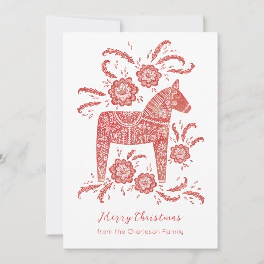 Zweeds Dala Horse Feestdagenkaart (Voorkant)