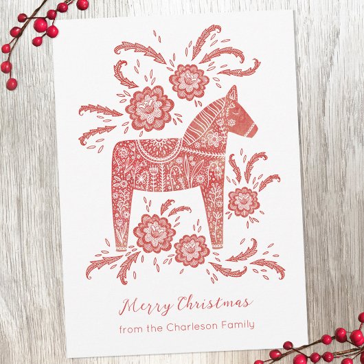 Zweeds Dala Horse Feestdagenkaart