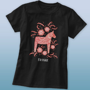 Zweeds Dala Horse Folk Art - Douanenaam T-shirt