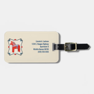 Zweeds Dala Horse Folk Art gepersonaliseerd Bagagelabel