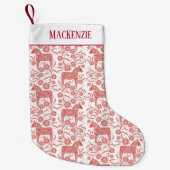 Zweeds Dala Horse Folk Art Pattern - Eigen naam Kleine Kerstsok (Voorkant)