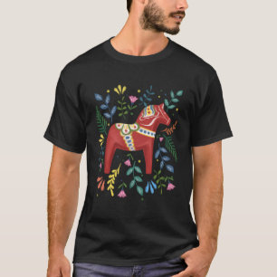 Zweeds Dala Horse Folk Art Zweden vlag Dalahelmso T-shirt