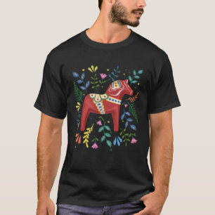 Zweeds Dala Horse Folk Zweden vlag Dalahelmsoljd T-shirt