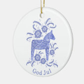 Zweeds Dala Horse God Jul Blue White Keramisch Ornament (Links)