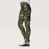 Zweeds Dala Horse Goud en Zwart Leggings (Links)