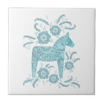 Zweeds Dala Horse Green en White Ceramic Tile Tegeltje<br><div class="desc">Een traditioneel Zweeds Dala Horse-ontwerp in blauwgroen groen en wit.</div>