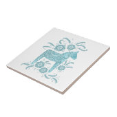 Zweeds Dala Horse Green en White Ceramic Tile Tegeltje (Zijkant)