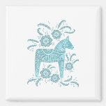 Zweeds Dala Horse Green en White Magnet<br><div class="desc">Een traditioneel Zweeds Dala Horse-ontwerp in blauwgroen groen voor paarden- en pony-liefhebbers.</div>