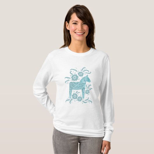 Zweeds Dala Horse Green en White T-Shirt (Voorkant volledig)