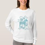 Zweeds Dala Horse Green en White T-Shirt<br><div class="desc">Een traditionele Zweedse Dala Horse-illustratie in blauwgroen groen. Ideaal voor Vikingen.</div>